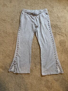 David Lerner Light Gray Eyelet-Trim Sweatpants
